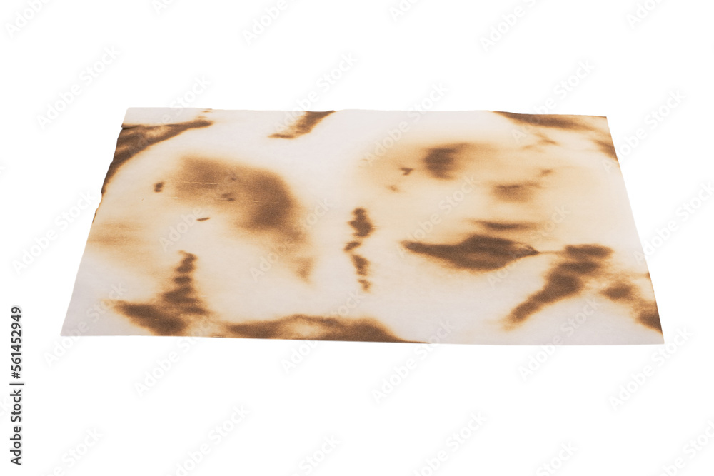 Burnt paper isolated on a white background.