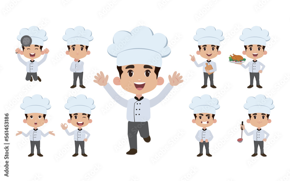 Chef with different poses. vector Chef with different poses. vector