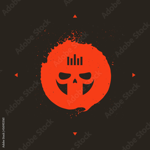 Post-apocalyptic style logotype with skull. Minimalist modern stylish logo.