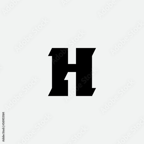 1H logo. Vector design element or icon. Monogram or logotype with letter H and number 1. H1.