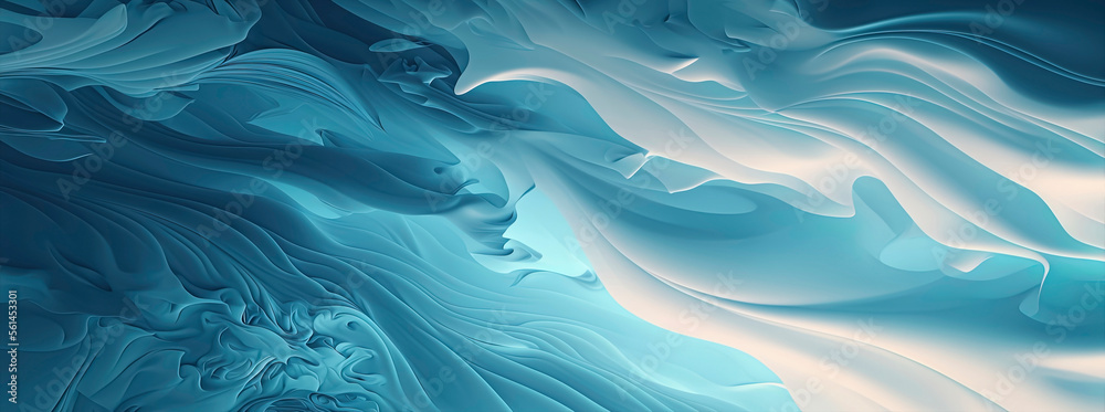Obraz premium Panoramic pastel blue abstract wave wallpaper, pastel blue background