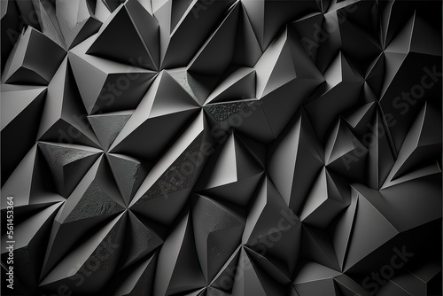 Black triangular abstract background, Grunge surface,. Generative AI