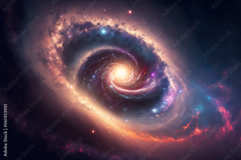 Space spiral galaxy background illustration. Generated by AI
