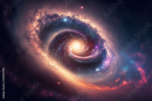 Space spiral galaxy background illustration. Generated by AI