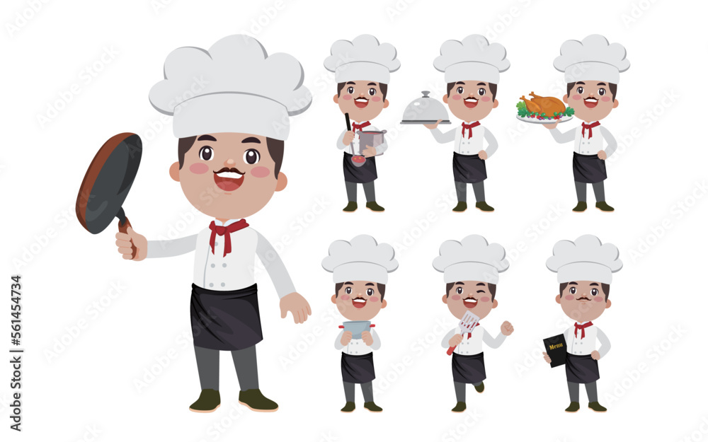 Set of Chef characters in different poses