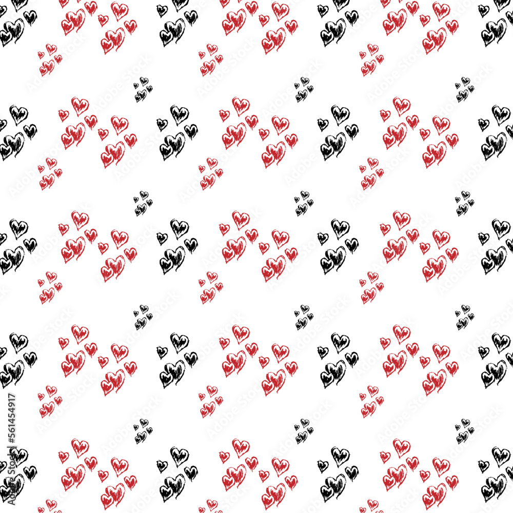 Red And Black Scribbled Heart Pattern Red And Black Scribbled Heart Pattern