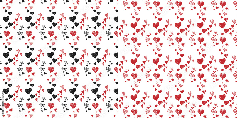 Red And Black Scribbled Line Heart Pattern Red And Black Scribbled Line Heart Pattern
