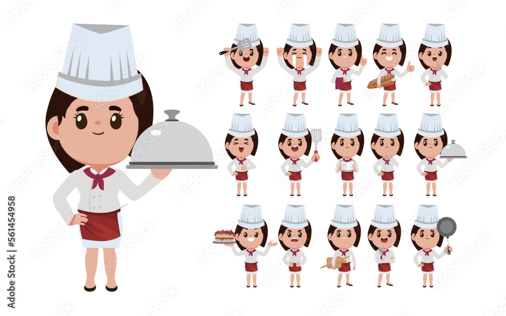 Chef with different poses. vector
