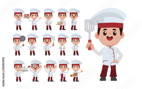 Chef with different poses. vector