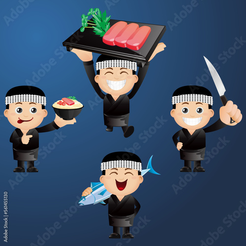 Chef with different poses. vector