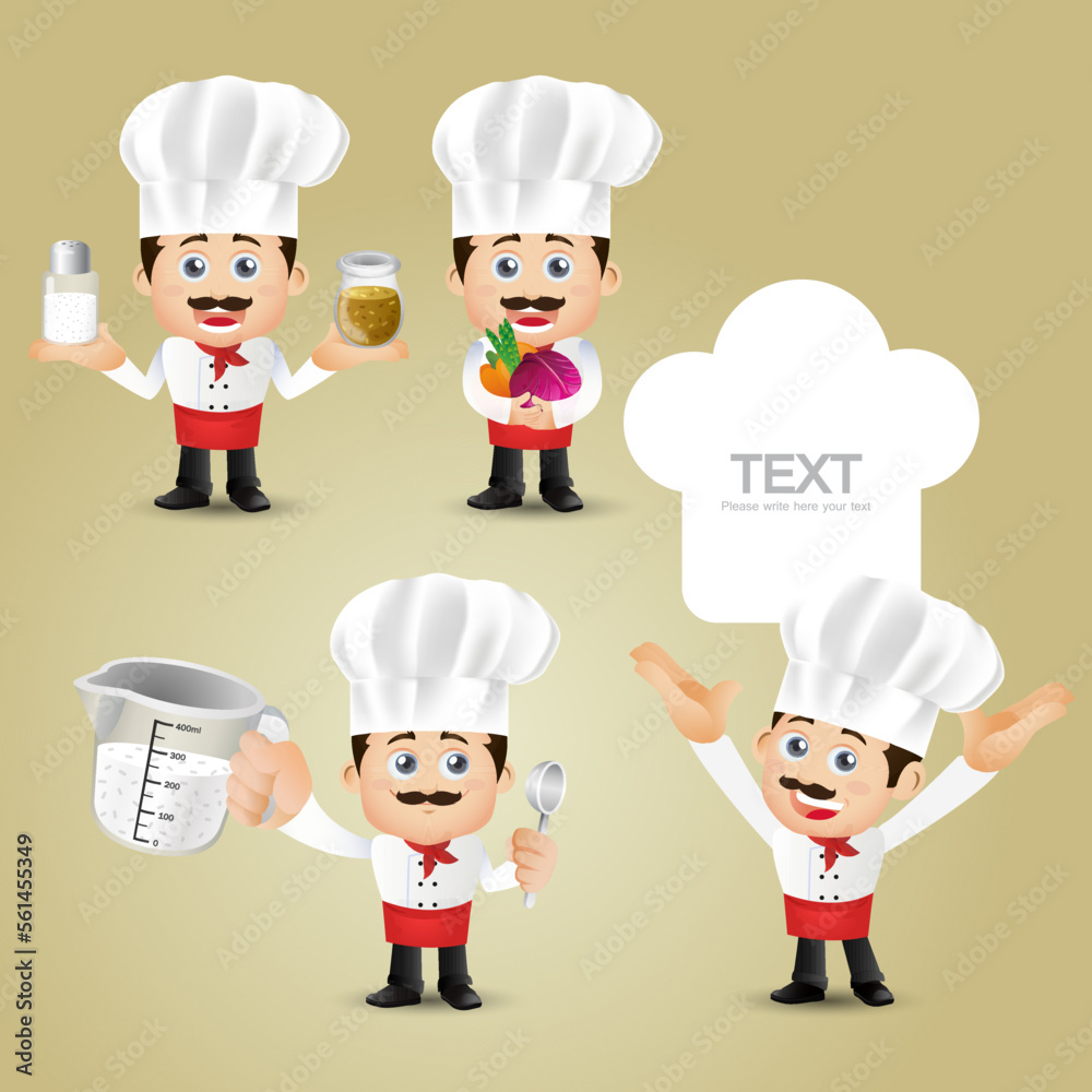 Set of Chef characters in different poses Set of Chef characters in different poses