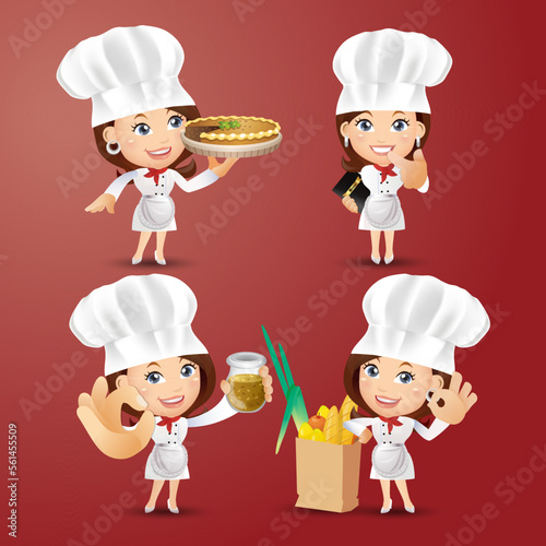 Chef with different poses. vector