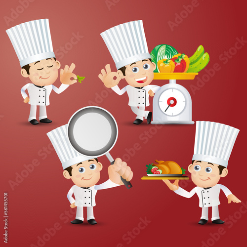 Wallpaper Mural Set of Chef characters in different poses Torontodigital.ca