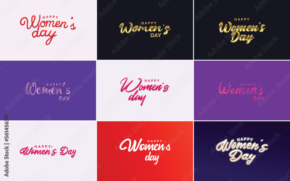 International Women's Day lettering with a Happy Women's Day greeting and love shape suitable for use in cards. invitations. banners. posters. postcards. stickers. and social media posts