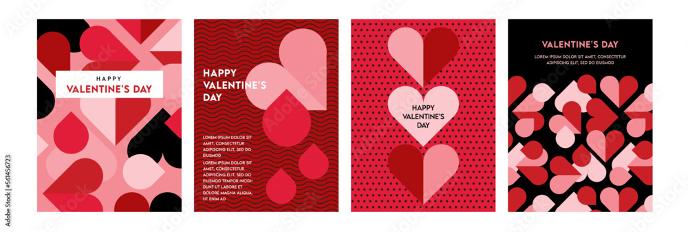 Valentines day. Romantic set vector pattern backgrounds. Modern pink and red pattern with hearts for wedding, valentine's day, birthday. Ornament for postcards, wallpapers, wrapping paper, hobbies. - obrazy, fototapety, plakaty 