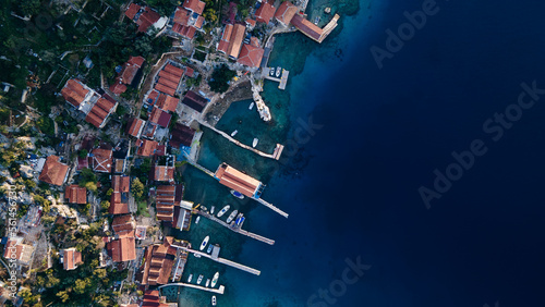 The village of Kalekoy, Kekova view from drone in the Antalya Province of Turkey © IBRESTER