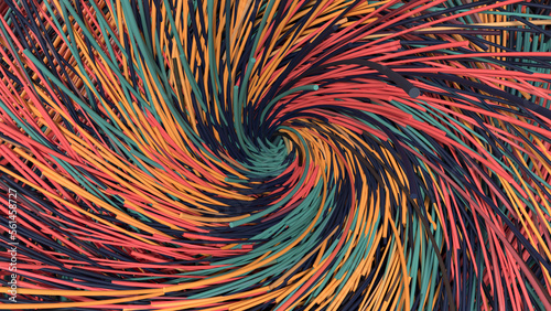 abstract multicolored background with spiral made of 3D lines