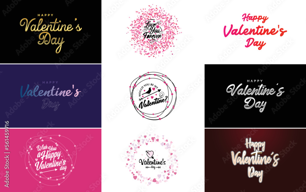 Happy Valentine's Day greeting card template with a floral theme and a pink color scheme