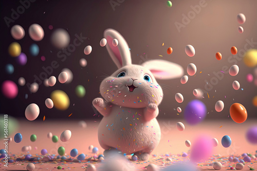 Easter bunny cute illustration, easter rabbit © Fernando