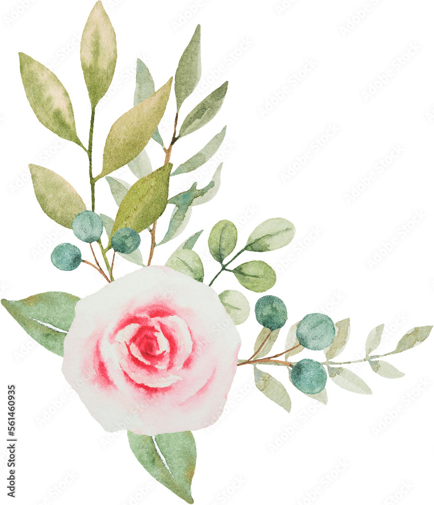 Obraz premium Pink rose bouquet watercolor