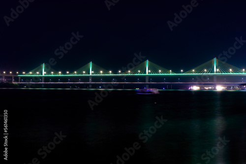 Atal Setu Bridge - Panjim, Goa India. The Atal Setu is a cable-stayed bridge in Goa that runs between Panaji and Porvorim. It carries National Highway 66 over the tidal part of the Mandovi River.  photo