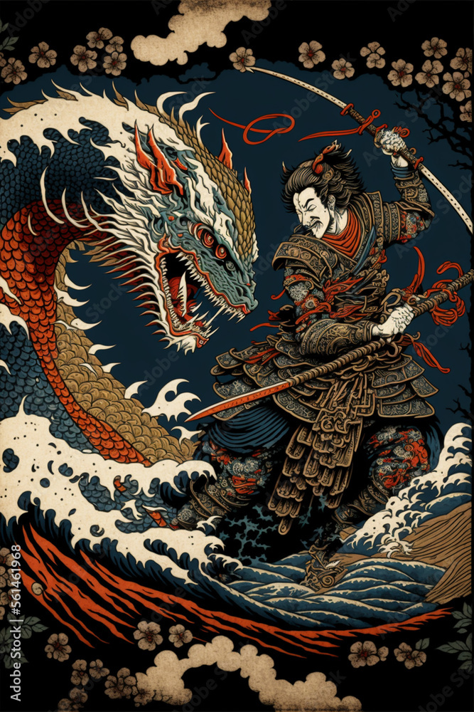 Fototapeta premium drago e samurai 01