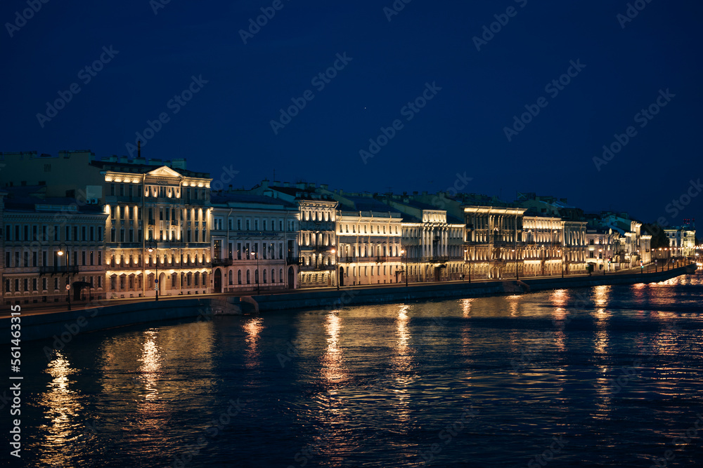 Summer white night in St. Petersburg. neva river