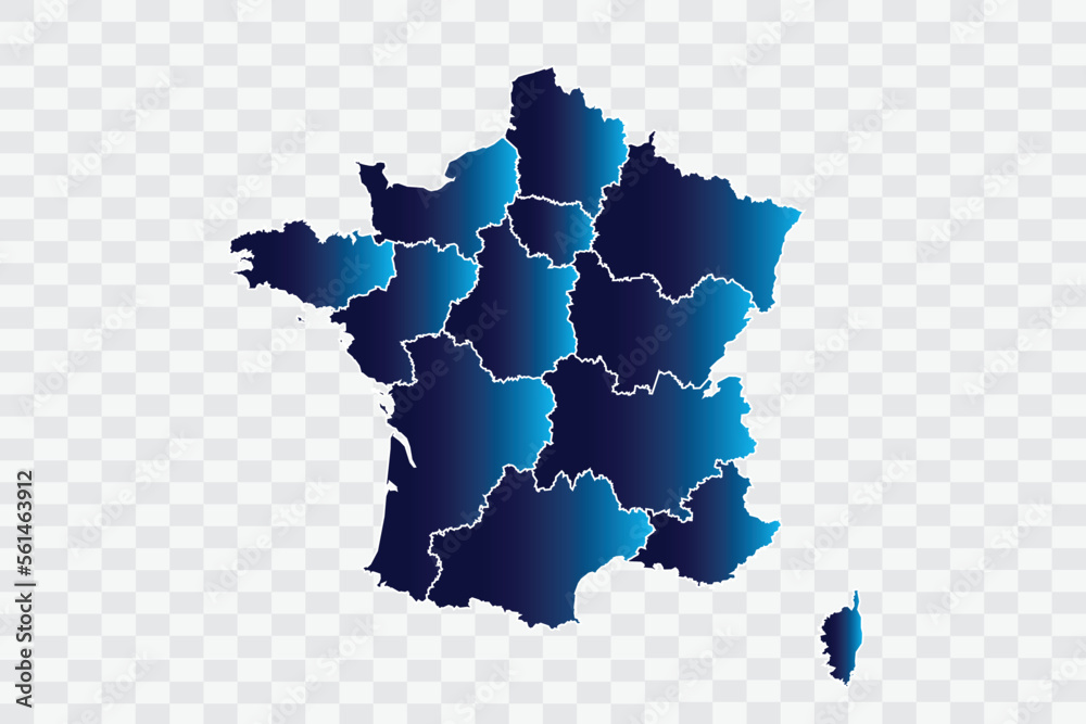 France Map indigo Color on White Background quality files png