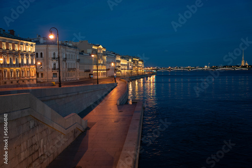 Summer white night in St. Petersburg. neva river
