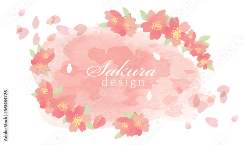 桜の水彩風　春の背景イラスト
