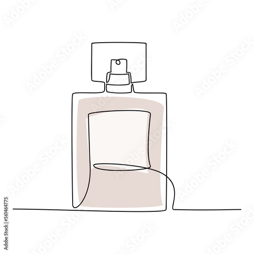 Vector perfume bottle one line continuous drawing illustration. Hand drawn linear silhouette icon. Minimal design element for print, banner, card, wall art poster, brochure.
