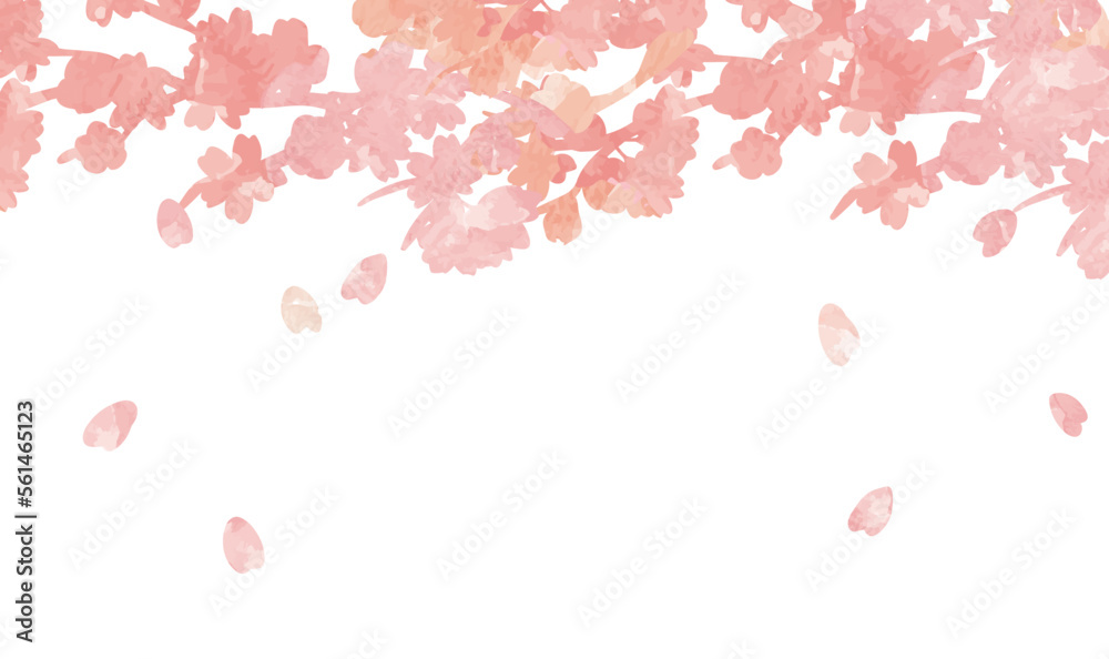 桜の水彩風　春の背景イラスト