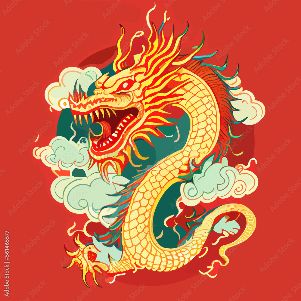 chinese dragon flat design, vector art, dragon icon