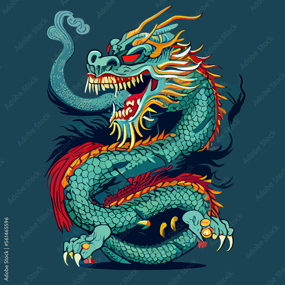 chinese dragon flat design, vector art, dragon icon