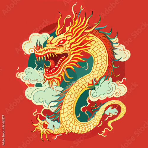 chinese dragon flat design  vector art  dragon icon
