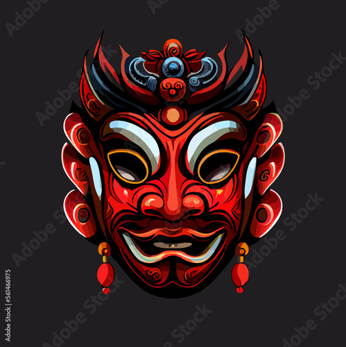 chinese demon mask flat design, vector art, demon mask icon