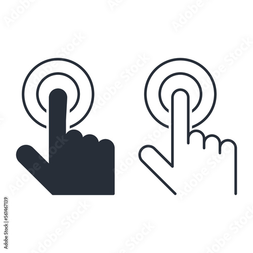 touch control of an electronic device.  Vector linear icon isolated on white background.