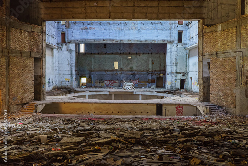 abandoned theater or cinema hall inside