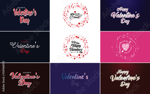Happy Valentine s Day hand-drawn lettering vector illustration suitable for use in design of flyers. invitations. posters. brochures. and banners