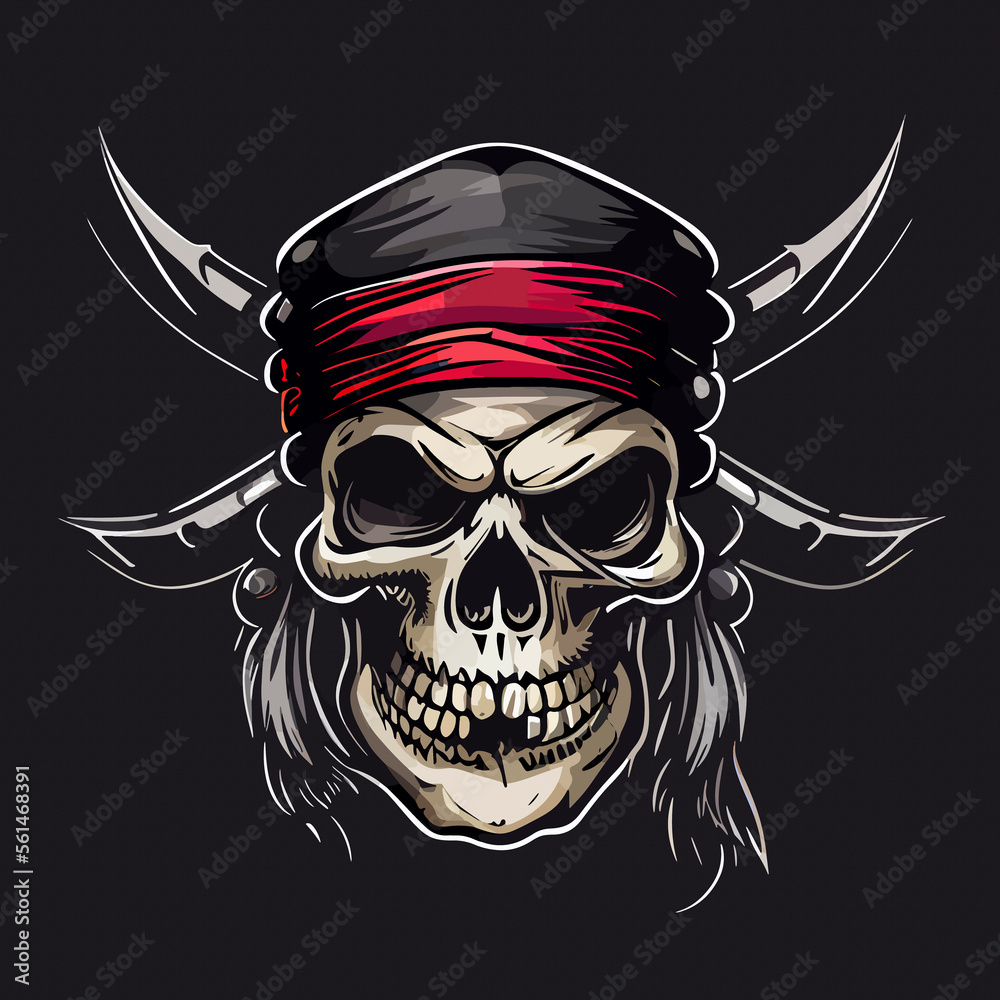 Fototapeta premium Pirate skull vector icon illustration