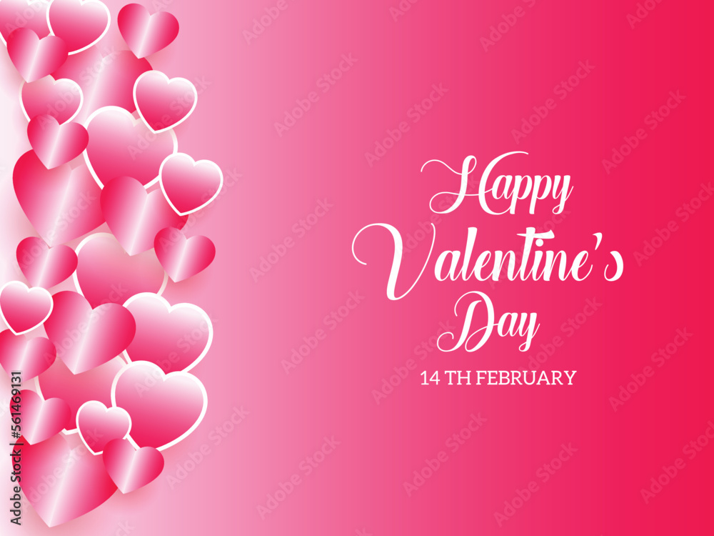 Happy valentine's day background with love hearts illustration design. 