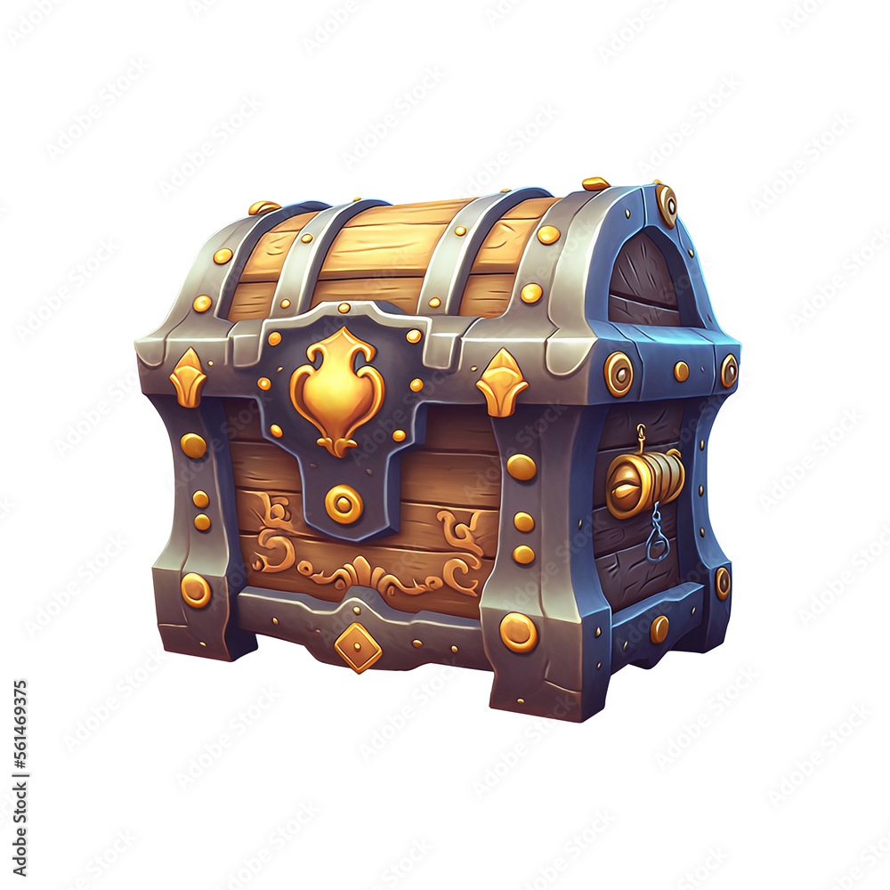 Treasure chest on transparent background. Illustration of a medieval