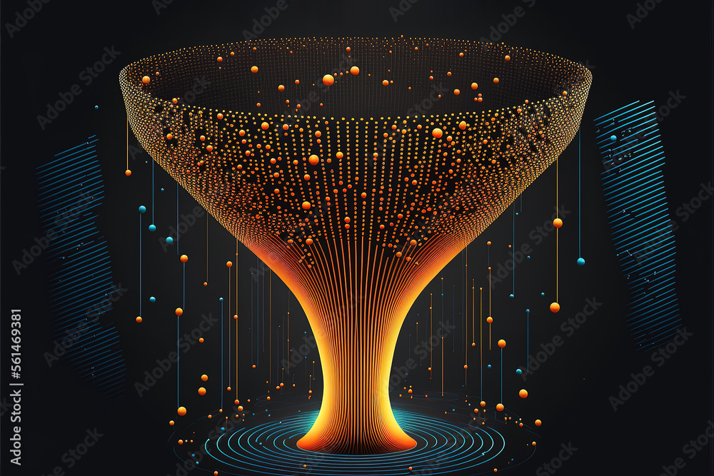 Big data vector background. Data funnel ai network. Generative AI - obrazy, fototapety, plakaty 