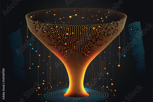 Big data vector background. Data funnel ai network. Generative AI photo