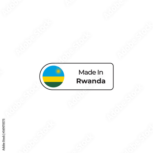 Made in Rwanda png label design with flag and text