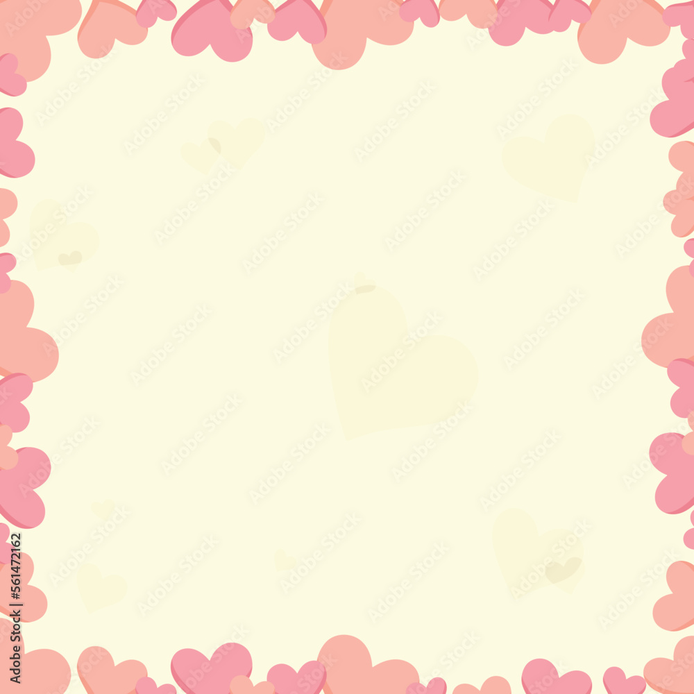 Vector cartoon banner or template for valentines day with frame of hearts.
