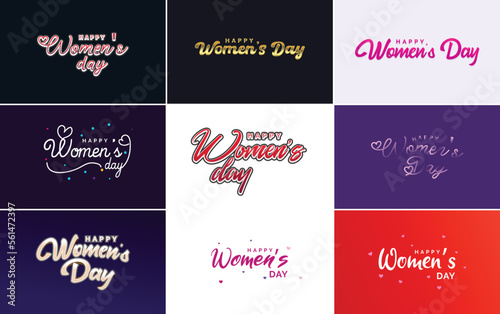 Abstract Happy Women's Day logo with love vector logo design in pink. red. and black colors © Muhammad