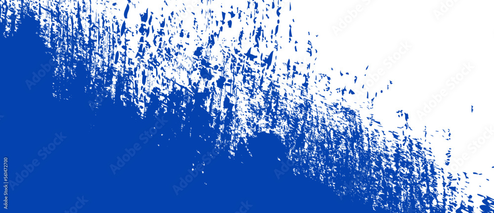 Navy blue brush stroke background. Blue ink splash on backdrop. Brush background for wallpaper, paint splatter template, dirt banner, watercolor design, dirty texture. Trendy brush background, vector