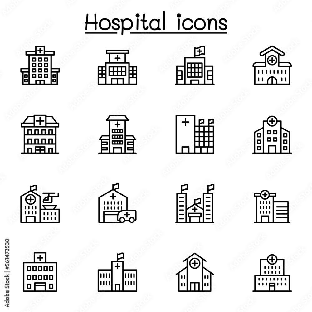 Hospital line icon set