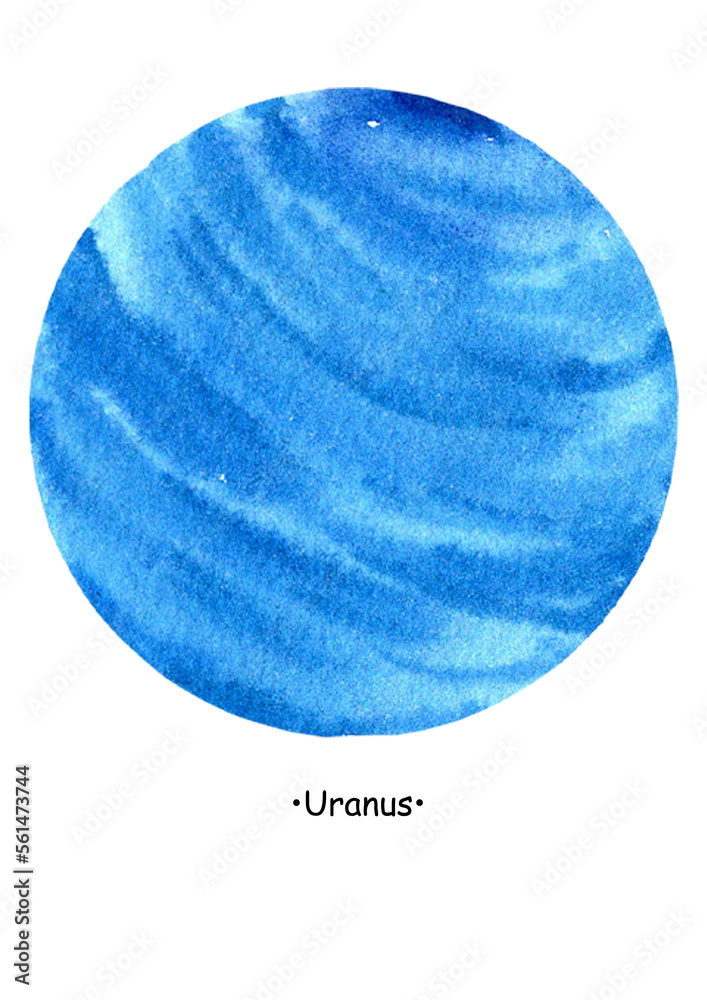 Uranus. Poster Solar System. Watercolour Planet Uranus. Poster Solar System. Watercolour Planet